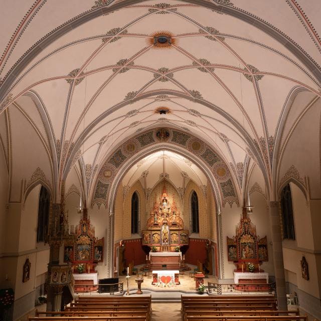 Lichtszene St. Margrethen Decke und Kirche